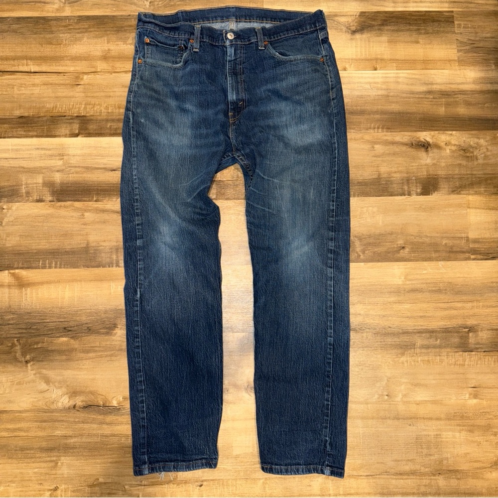 Levis 505 Mens 36x30 Blue Jeans Straight Mid Rise Dark Wash